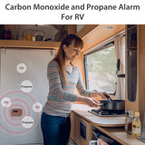 SENSYX RV Carbon Monoxide & Propane Dual Gas Detector - Hard-Wired DC 12V, Large LCD Display, 85dB Loud Alarm, Easy Rest/Test Button - Ultimate Safety for Your Adventures (Surface Mount - Brown)