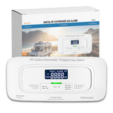 PANGAEA RV Carbon Monoxide & Propane Dual Gas Detector - Hard-Wired DC 12V, Large LCD Display, 85dB Loud Alarm, Easy Rest/Test Button - Ultimate Safety for Your Adventures (Flush Mount - White)