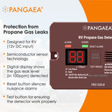 PANGAEA Digital RV Propane Gas Detector with 85dB Loud Alarm, DC 12V, for Trailer, Motorhome, Motorcoach (PRG1000-A, Flush Install Model, Brown)