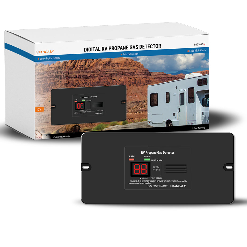 RV Propane Gas Detector, Digital RV Propane/LPG Gas Alarm, DC 12V -  Designed for Motorhome Travel. 85dB Alarm; (Surface ＆ Flush Mount- Black)