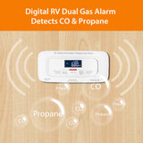 PANGAEA RV Carbon Monoxide & Propane Dual Gas Detector - Hard-Wired DC 12V, Large LCD Display, 85dB Loud Alarm, Easy Rest/Test Button - Ultimate Safety for Your Adventures (Flush Mount - White)