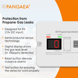 PANGAEA Digital RV Propane Gas Detector with 85dB Loud Alarm, DC 12V, for Trailer, Motorhome, Motorcoach (PRG1000-B, Surface Install Model, Black)