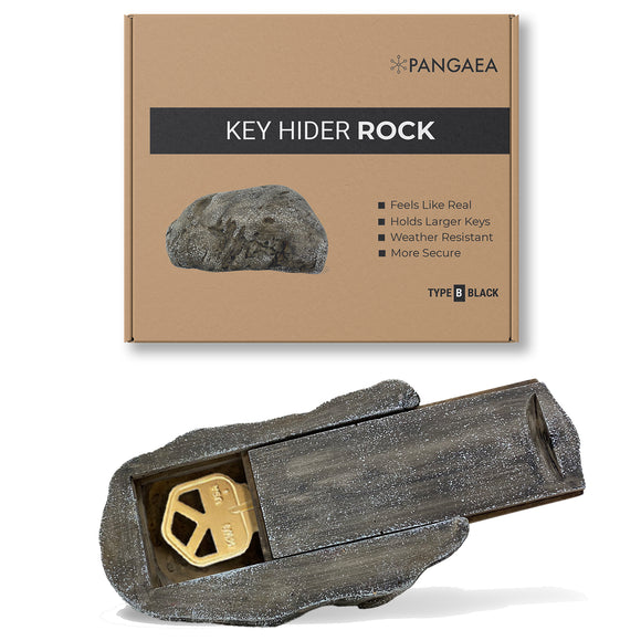 PANGAEA Hide-a-Spare-Key Fake Rock - Looks & Feels Like Real Stone - Safe for Outdoor Garden or Yard, Geocaching (Pebble - Black)