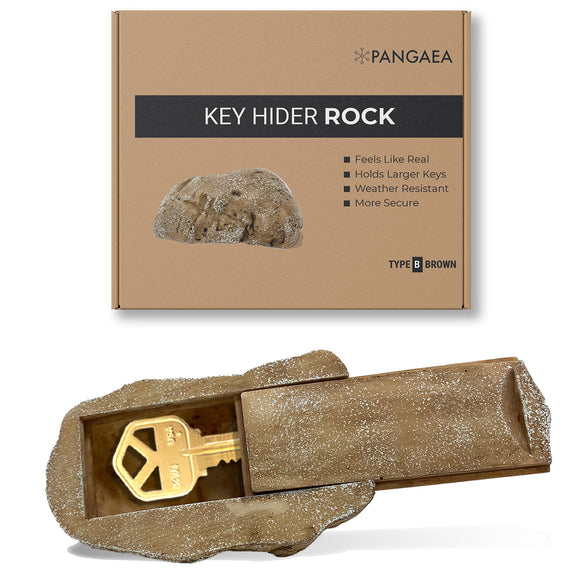 PANGAEA Hide-a-Spare-Key Fake Rock - Looks & Feels Like Real Stone - Safe for Outdoor Garden or Yard, Geocaching (Pebble - Brown)