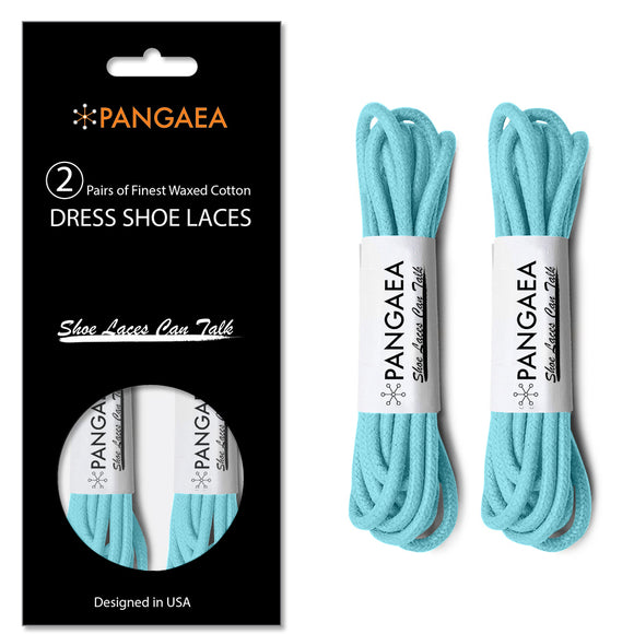 PANGAEA [2 Pairs] Pack Waxed Round Oxford Shoe Laces for Dress Shoes Chukka 3/32
