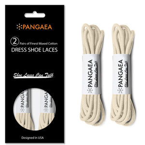 PANGAEA [2 Pairs] Pack Waxed Round Oxford Shoe Laces for Dress Shoes Chukka 3/32" Thin (Multiple Colors & Sizes Available)