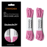 PANGAEA [2 Pairs] Pack Waxed Round Oxford Shoe Laces for Dress Shoes Chukka 3/32" Thin (Multiple Colors & Sizes Available)