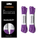 PANGAEA [2 Pairs] Pack Waxed Round Oxford Shoe Laces for Dress Shoes Chukka 3/32" Thin (Multiple Colors & Sizes Available)