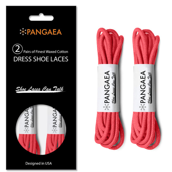 PANGAEA [2 Pairs] Pack Waxed Round Oxford Shoe Laces for Dress Shoes Chukka 3/32